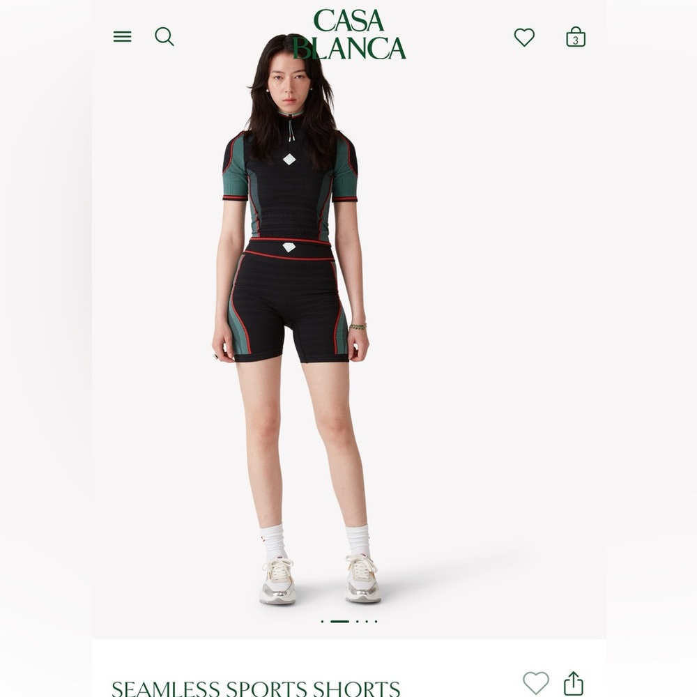 Casablanca Women's Black and Green Seamless Bike Shorts & Top